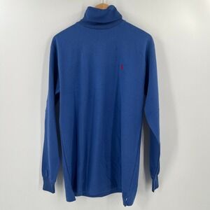 Ralph Lauren Vintage Men L Blue Cotton Long Sleeve Turtleneck Classic Preppy